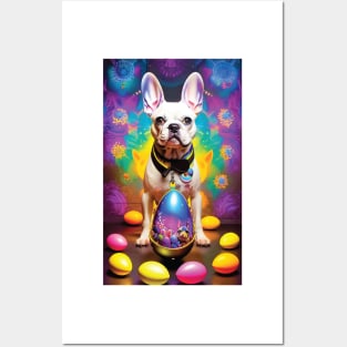 French Bully with Easter Egg Globe Posters and Art